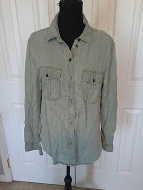 American Eagle Light Sage Green Button-Front Top